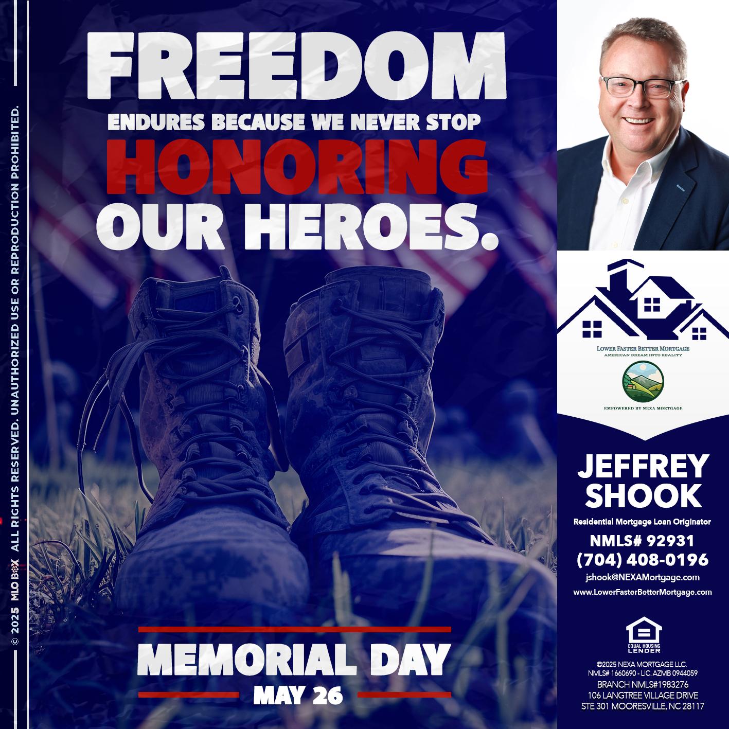 Memorial Day - Jeffrey Shook -Residential Mortgage Loan Originator
