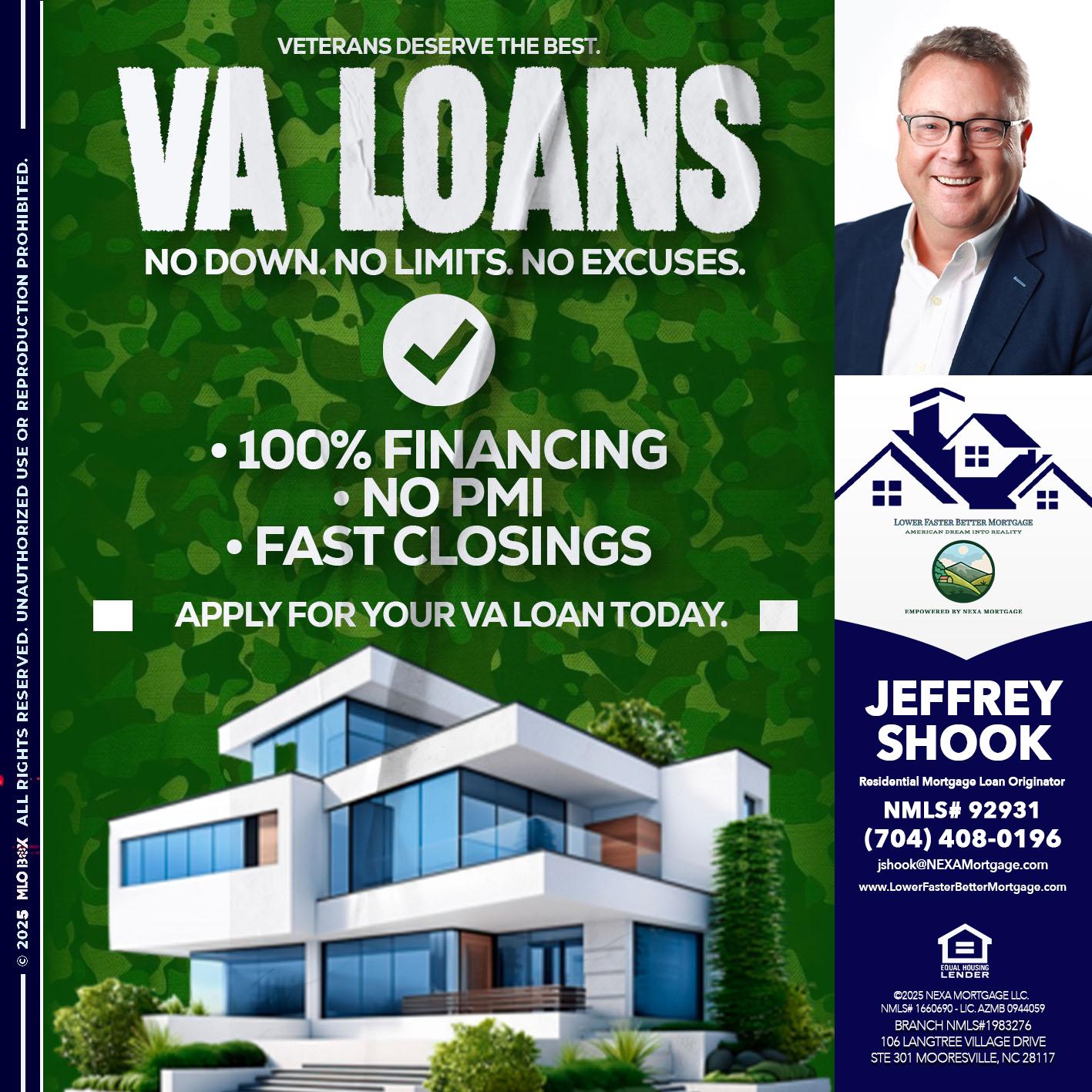 VA LOANS - Jeffrey Shook -Residential Mortgage Loan Originator