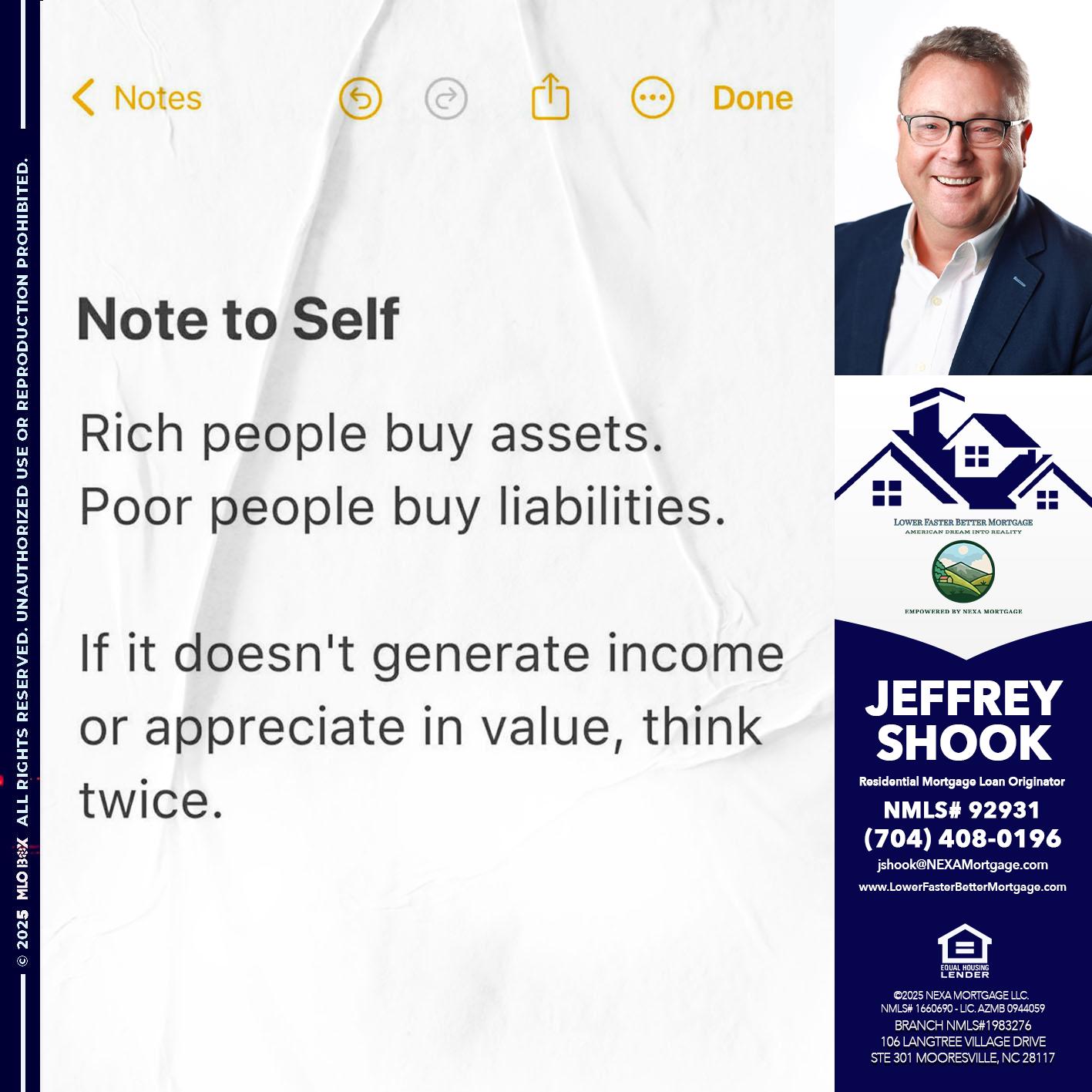 NOTE TO SELF - Jeffrey Shook -Residential Mortgage Loan Originator