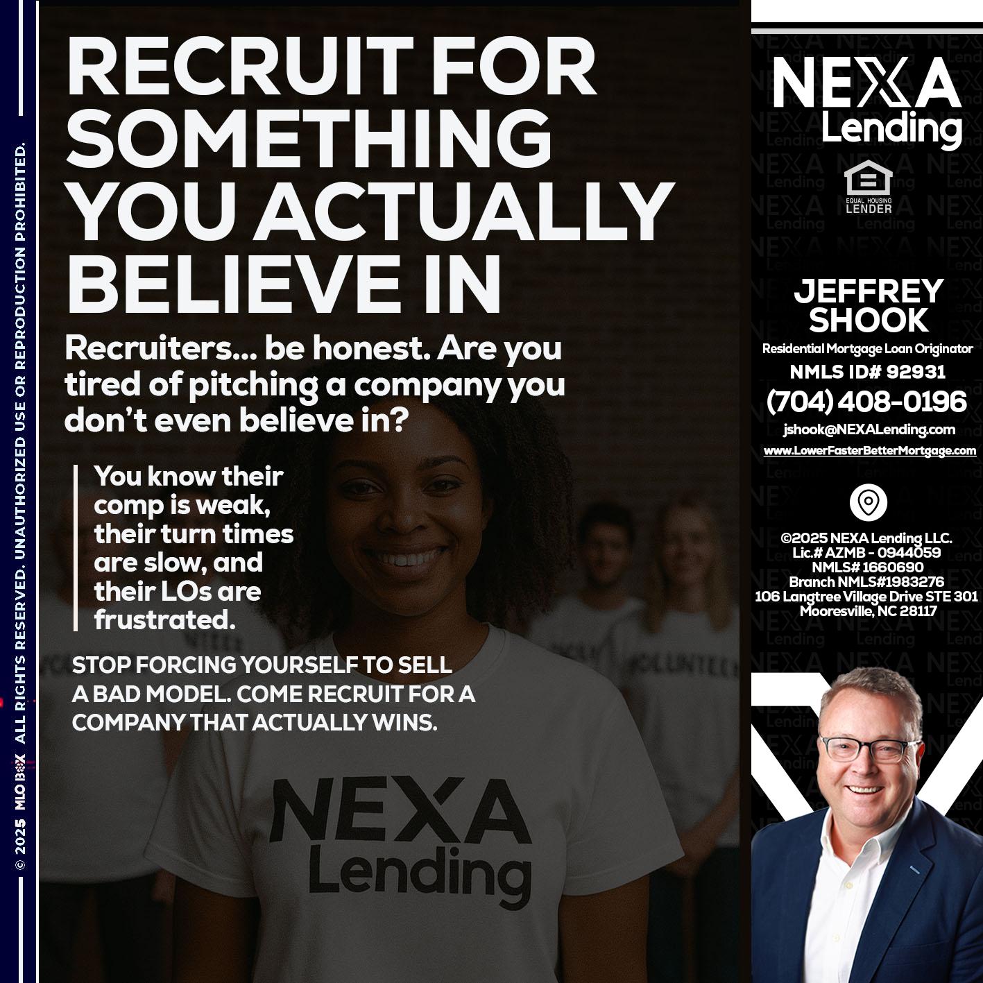 RECRUITING - Jeffrey Shook -Residential Mortgage Loan Originator