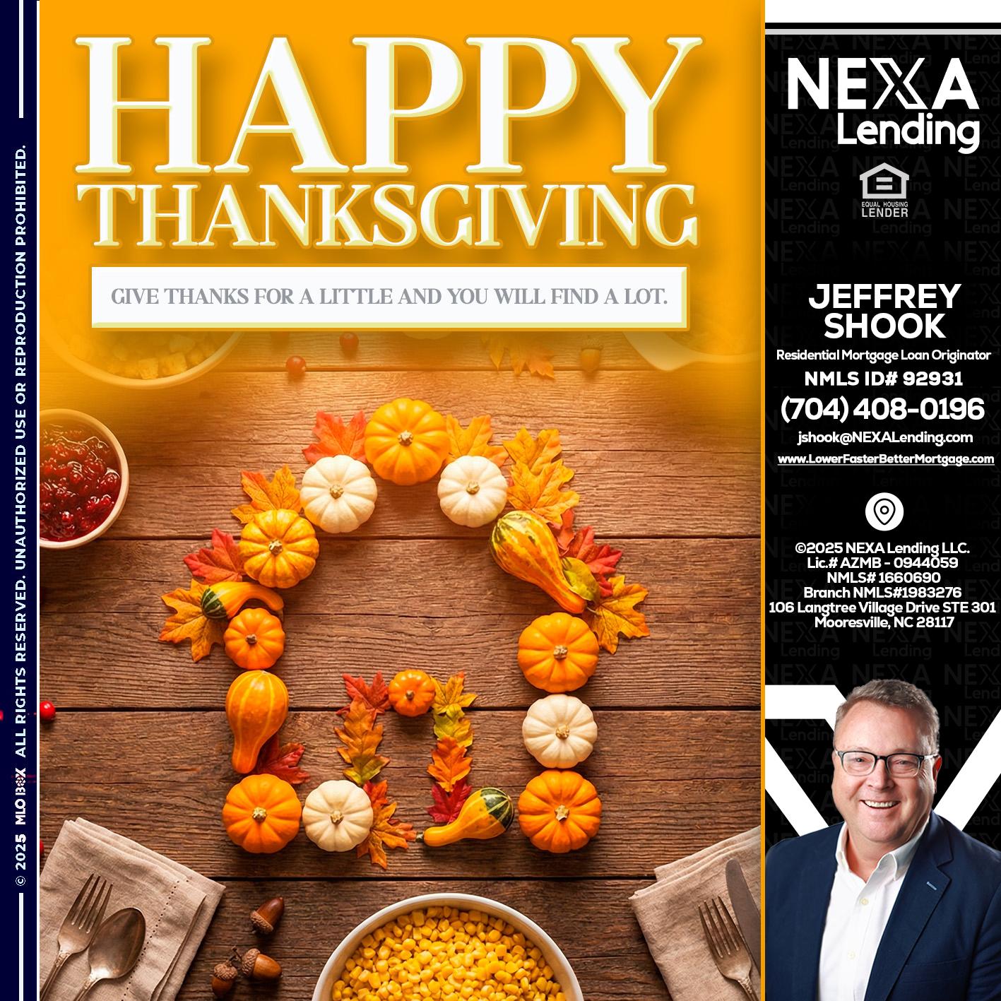 HAPPY THANKSGIVING - Jeffrey Shook -Residential Mortgage Loan Originator