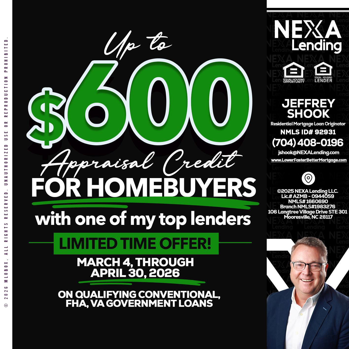 up to $600 - Jeffrey Shook -Residential Mortgage Loan Originator